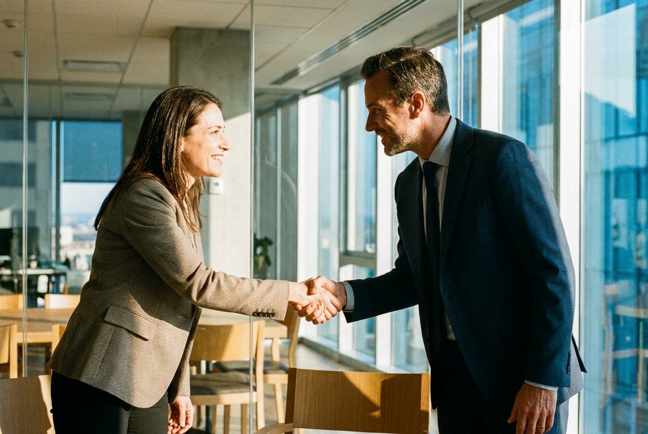 Handschlag zwischen Kunde und Personaldisponent